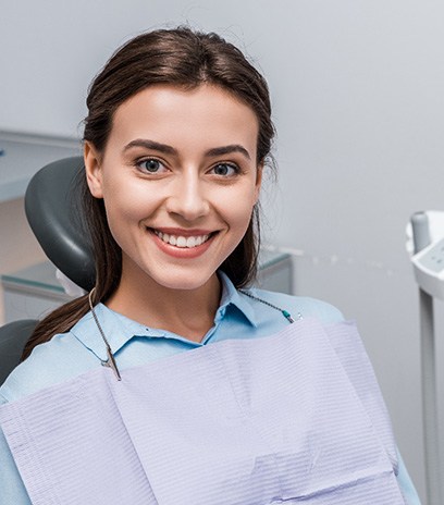 Close-up of a female dental patient smiling